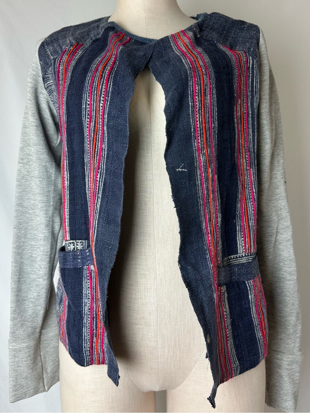 DOLAN navy, pink and gray Lightweight Knit Cardigan